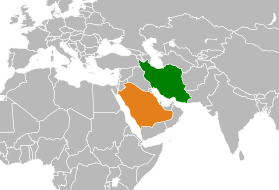 Image: Map with Saudi Arabia and Iran Highlighted